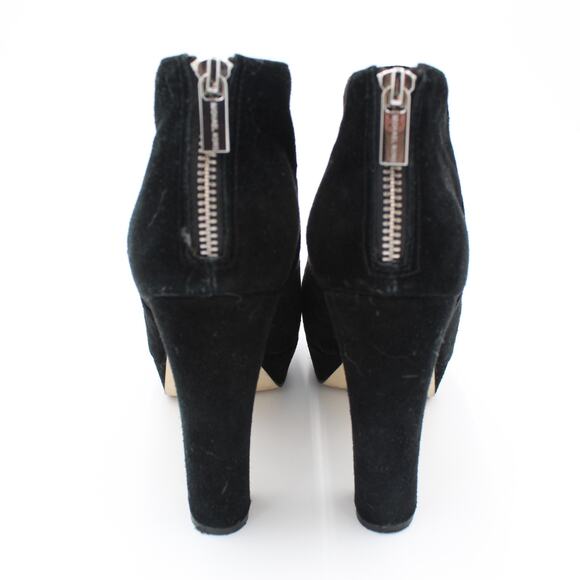 Michael Kors Suede Heels Womens 9.5 Black Platform Bootie Zip Classic Career - Picture 5 of 11